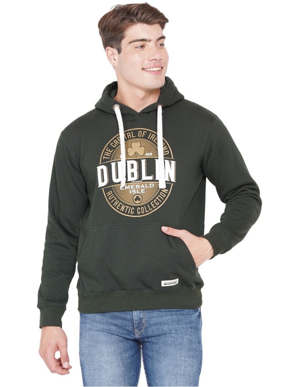 Unisex Capital Dublin Graphic Hooded Sweatshirt Dark Green Hoodie Pullover